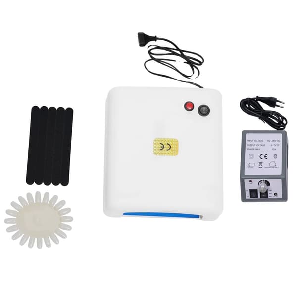 Nagelkonstkit, 36W UV-lampa, 24 färger geler, polermaskin,Vit, EU