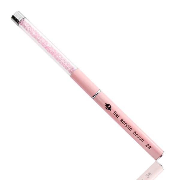 Akryl pensel med stenar - Storlek: 2 - Rosa