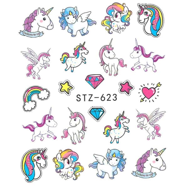 Vattendekaler - Unicorn - STZ-623 - För naglar