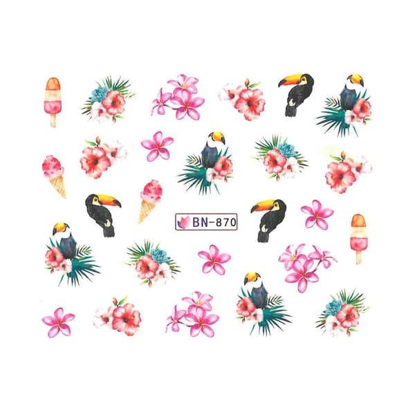 Vattendekaler - Blommor - BN-870 - För naglar