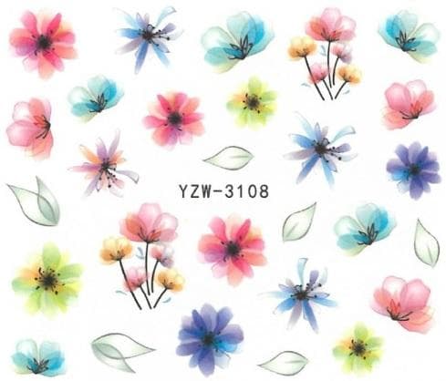 Vattendekaler - Blommor - YZW-3108 - För naglar