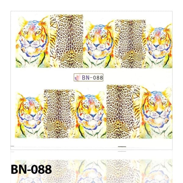 Vattendekaler - Tiger och Leopard - BN-088 - För naglar