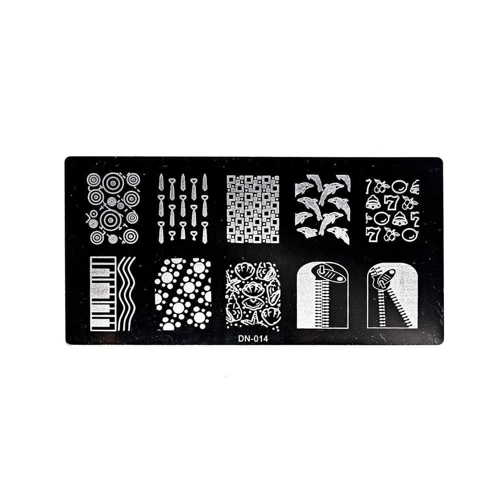 Stämpelplatta - Nageldekorationer - DN014 - Rektangel