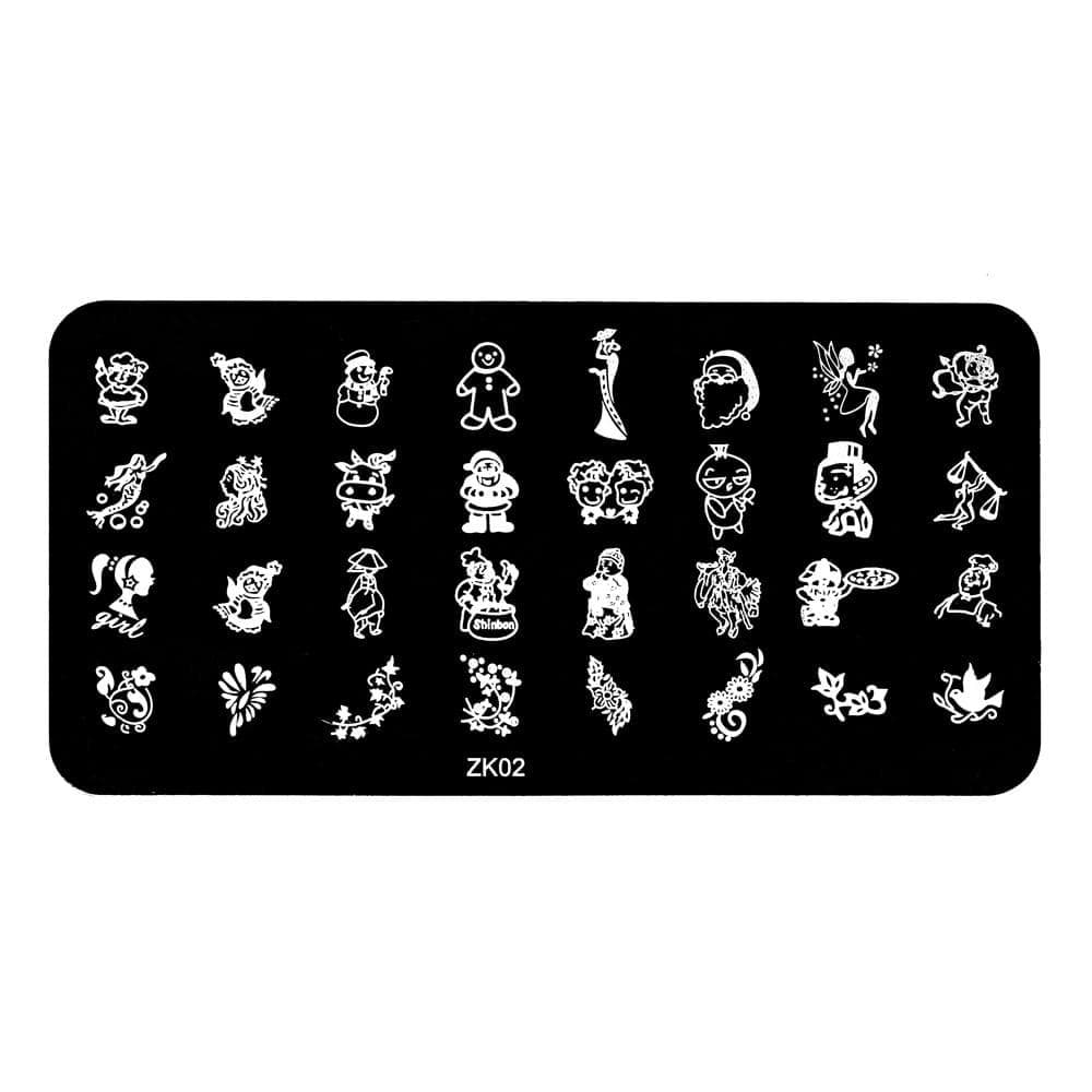 Stämpelplatta - Nageldekorationer - ZK02 - Rektangel