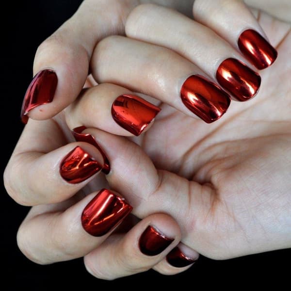 London Girl MIRROR CHROME Metal Gel Large Polish-Red Chrome
