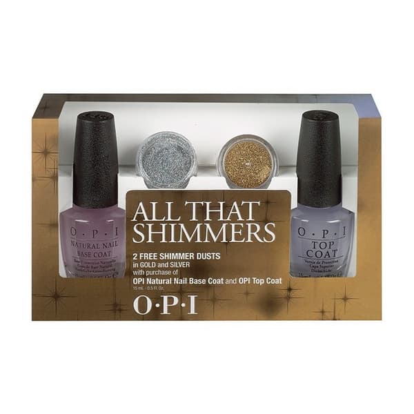 OPI All That Shimmers Set-Base & Top Coat With Gold & Silver Shimmer Dust