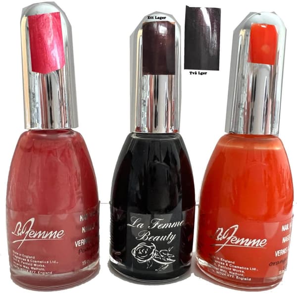 3st La Femme Silky Polish-Peach Buff, Velvet Black, Orange Cream