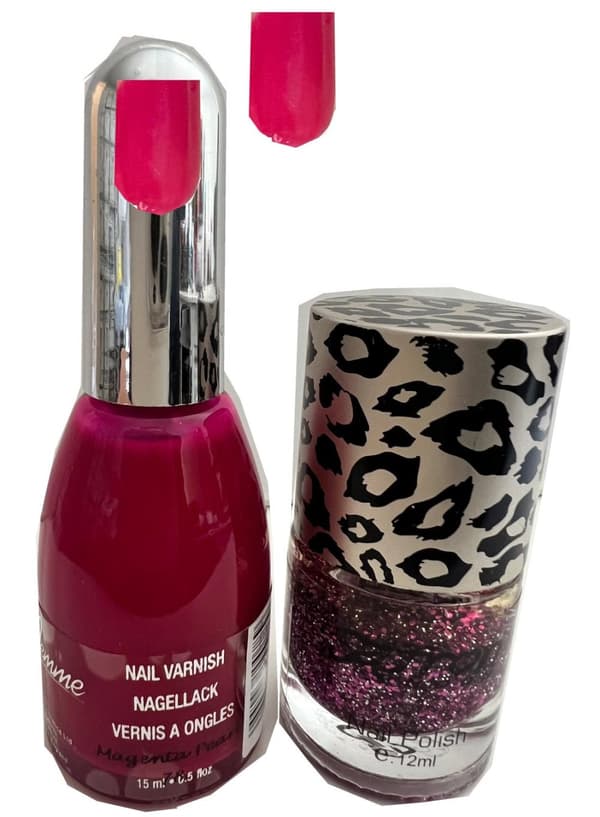 La Femme Magenta Pearl+Saffron Cerise Pink Glitter