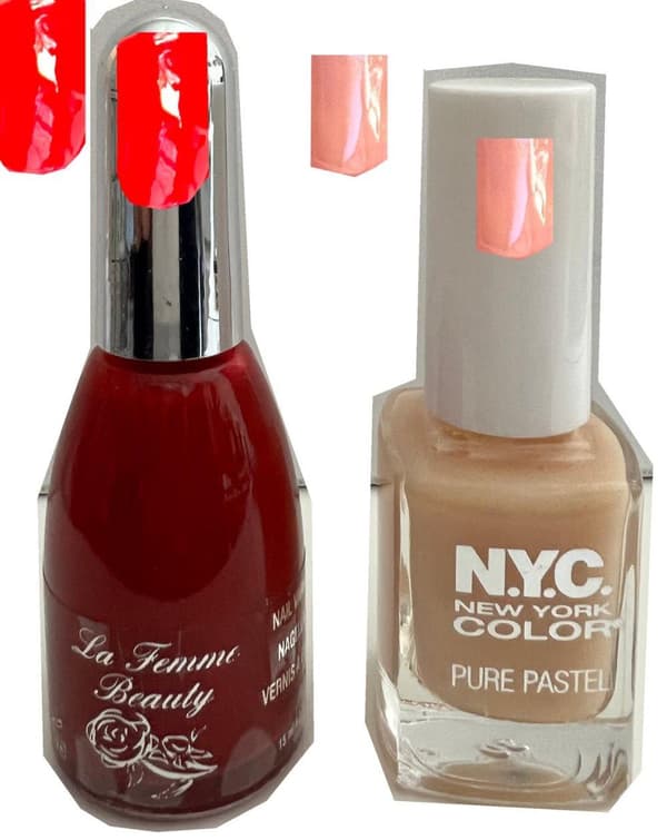 La Femme Silky Polish Cherry + NYC Pure Pastel with Mineral Care