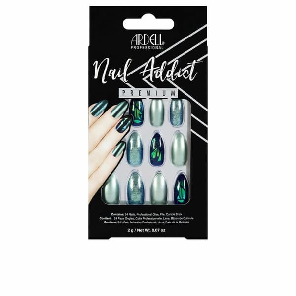 Falske negler Ardell Nail Addict Green Glitter Chrome (24 pcs)
