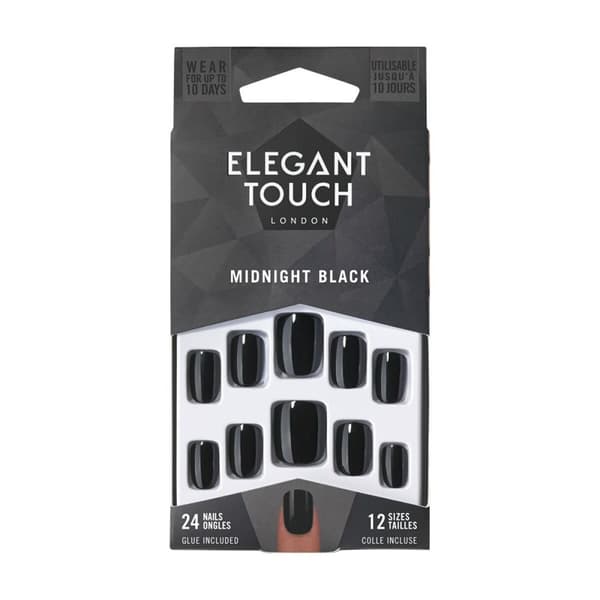 Falske negler Elegant Touch Core Colour Midnight black (24 pcs)