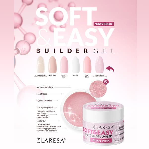 Claresa Soft&Easy glamrosa bygggelé 45 g