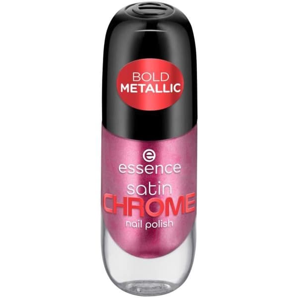Nagellack - Essence - Satin Chrome - 03 Meta Maroon - Metallisk Finish - Långvarig Hållbarhet