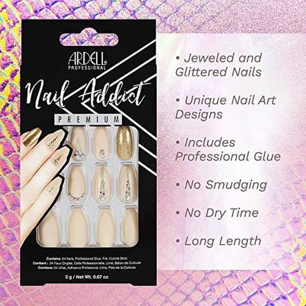 Falska naglar Ardell Nail Addict Nude Jeweled (24 st)