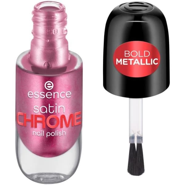 Nagellack - Essence - Satin Chrome - 03 Meta Maroon - Metallisk Finish - Långvarig Hållbarhet