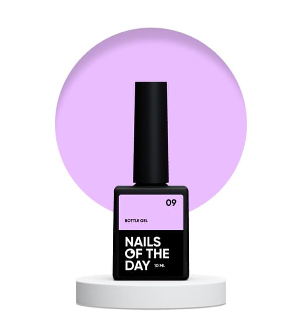 NAILSOFTHEDAY Pullogeeli 09 - vaalea violetti vahvistamiseen ja korjaamiseen, 10 ml