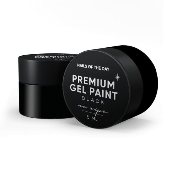 NAILSOFTHEDAY Premium geelimaali Black no wipe - maali ilman tahmeaa kerrosta, 5 ml