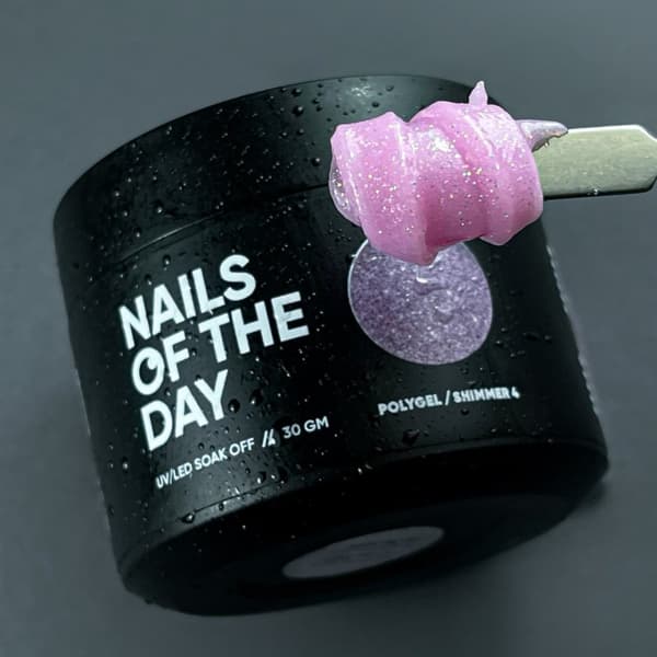 NAILSOFTHEDAY Polygel shimmer 04 - vaaleanpunainen akryyligeeli glitterillä, 30 g