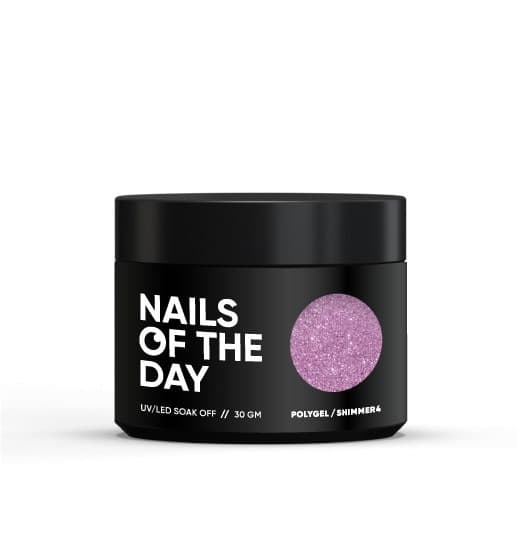NAILSOFTHEDAY Polygel shimmer 04 - pink akryl gel med glitter, 30 g