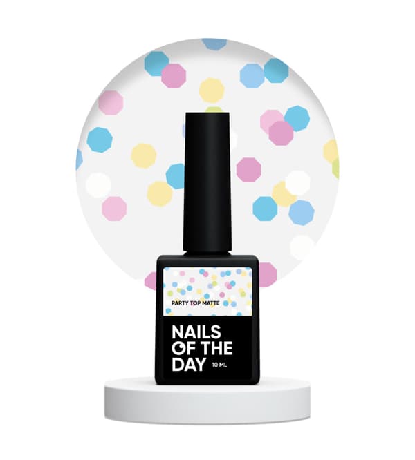 NAILSOFTHEDAY Party Top matta - matta toppi neon kuusikulmioilla, ei tahmeaa kerrosta eikä UV-suodattimia, 10 ml