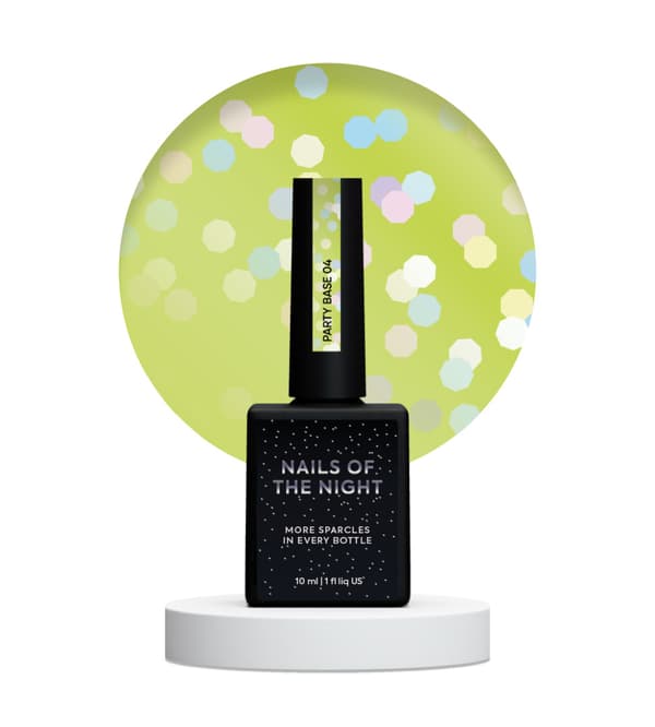 NAILSOFTHENIGHT Party base 04 - neon citron base med holografiske sekskanter, 10 ml