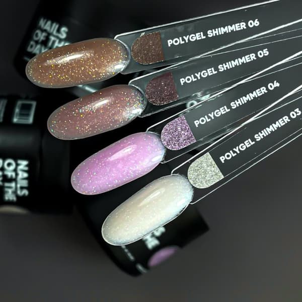 NAILSOFTHEDAY Polygel shimmer 06 - mørk beige akryl gel med partikler, 30 g
