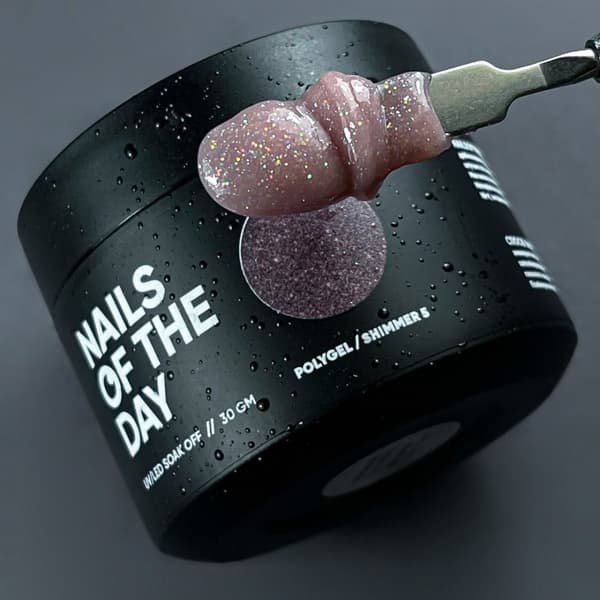 NAILSOFTHEDAY Polygel shimmer 05 - tummanpunainen akryyligeeli hiukkasilla, 30 g