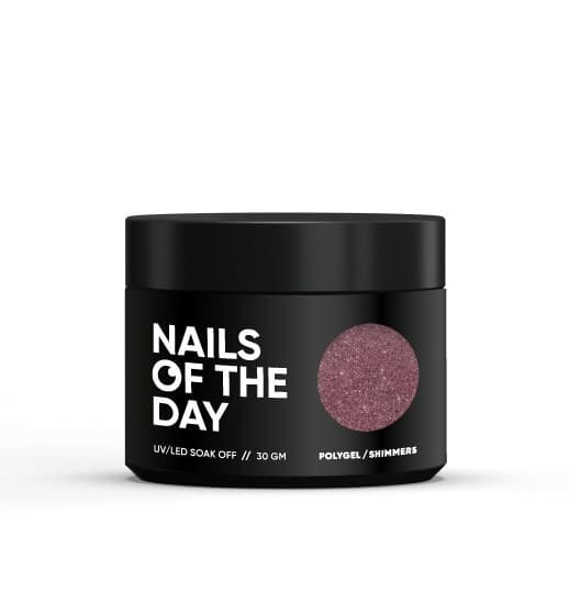 NAILSOFTHEDAY Polygel shimmer 05 - tummanpunainen akryyligeeli hiukkasilla, 30 g