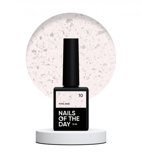 NAILSOFTHEDAY Potal base 10 - viileä-maitomainen pohja hopeahiutaleilla, 10 ml