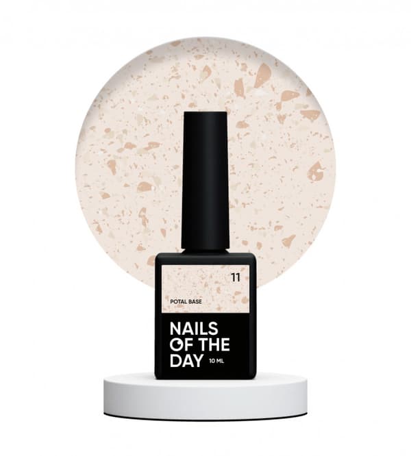 NAILSOFTHEDAY Potal base 11 - mælkeagtig base med guldflager, 10 ml
