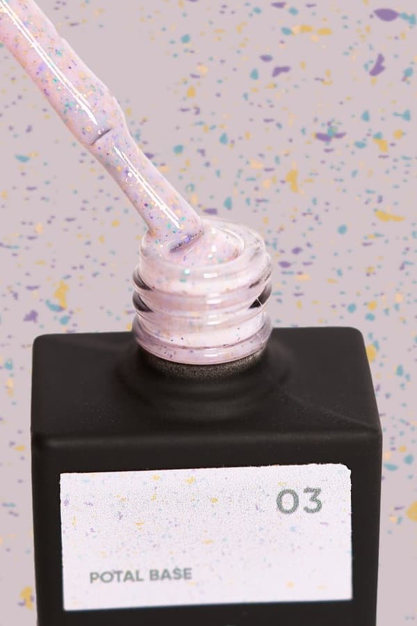 NAILSOFTHEDAY Potalbas 03 - mjölklila bas med guldlila och gröna flingor, 10 ml