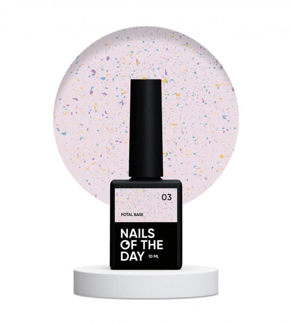 NAILSOFTHEDAY Potalbas 03 - mjölklila bas med guldlila och gröna flingor, 10 ml
