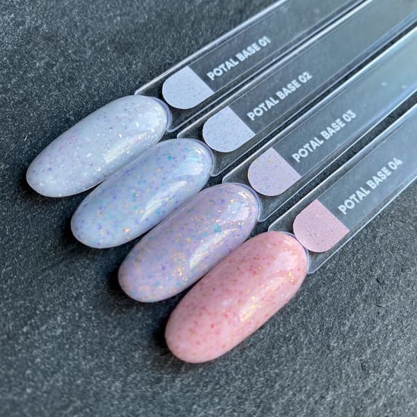 NAILSOFTHEDAY Potal base 04 - pink base med guld-pink flager, 10 ml