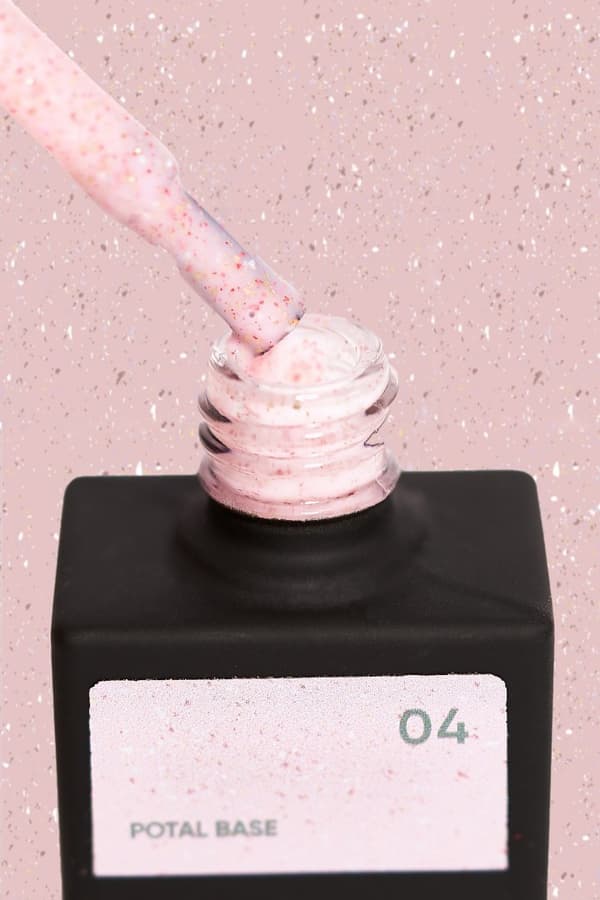 NAILSOFTHEDAY Potal base 04 - pink base med guld-pink flager, 10 ml