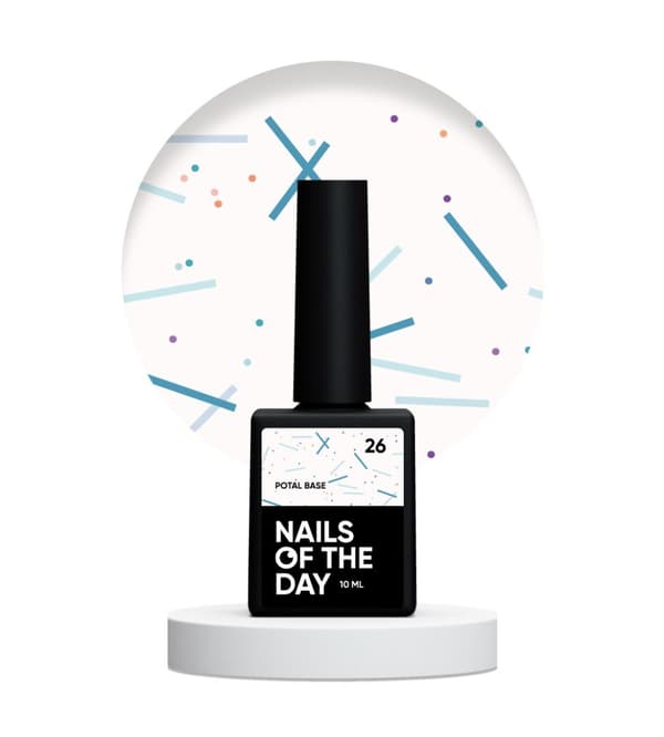 NAILSOFTHEDAY Potal base 26 - vanilje-mælk base med neon glitter, 10 ml