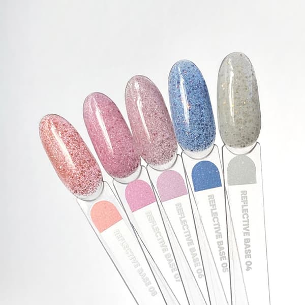 NAILSOFTHENIGHT Reflekterande bas 07 - hybridbas med ""flash""-effekt med ljust rosa glitter, 10 ml