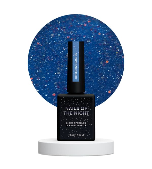 NAILSOFTHENIGHT Reflekterande bas 05 - hybridbas med ""flash""-effekt med klarblått glitter, 10 ml