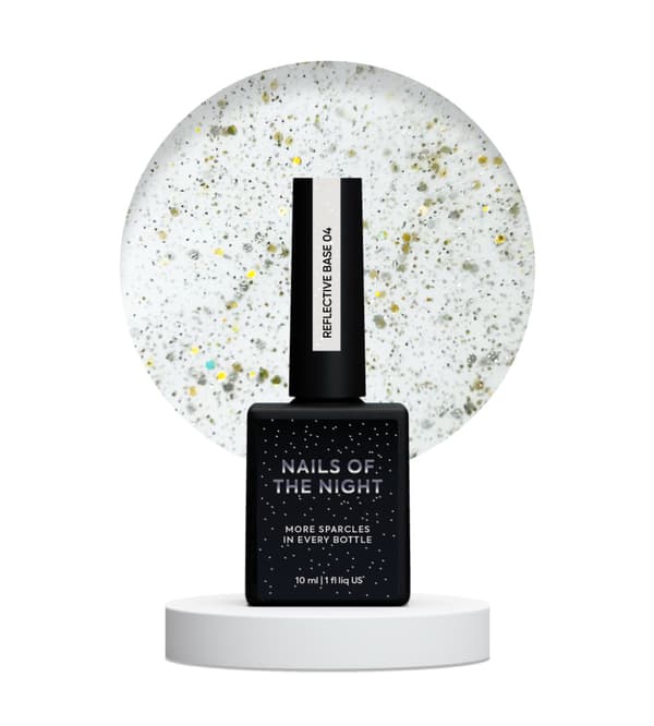 NAILSOFTHENIGHT Reflekterande bas 04 - hybridbas med ""flash""-effekt med beige-mjölkigt glitter, 10 ml