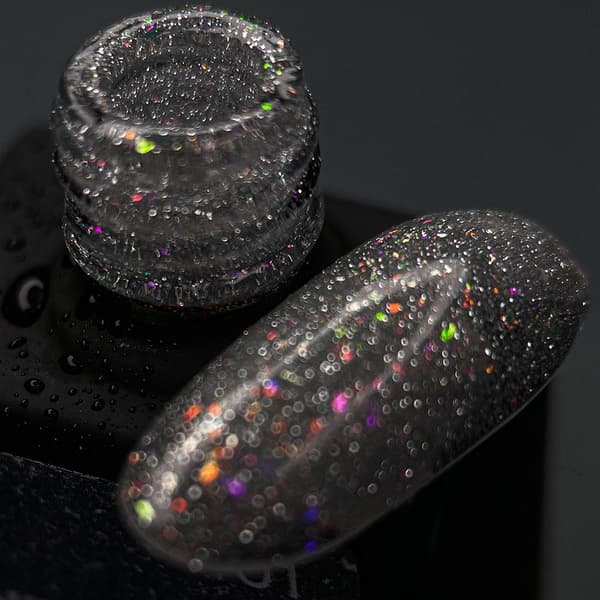NAILSOFTHENIGHT Reflekterende base 01 - hybrid base med ""flash"" effekt med sølv-pink glitter, 10 ml