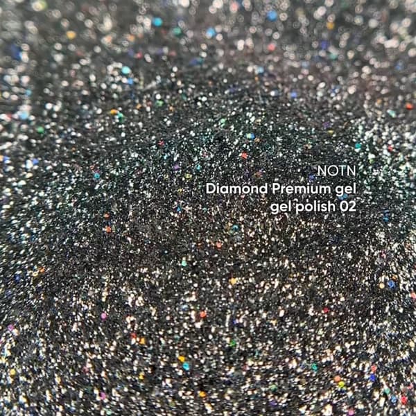 NAILSOFTHENIGHT Diamond Premium gel/gellak 02 - holografisk sølv med metalflager hybridlak, 5 ml