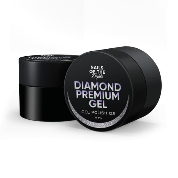 NAILSOFTHENIGHT Diamond Premium gel/gellack 02 - holografiskt silver med metallflingor hybridlack, 5 ml