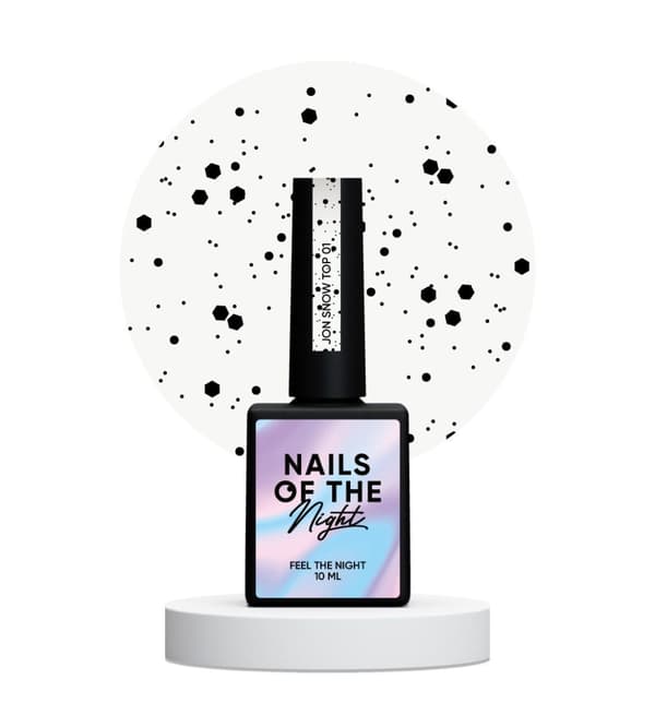 NAILSOFTHENIGHT Jon Snow - icke-klibbig topplack med oregelbundna svarta partiklar, 10 ml