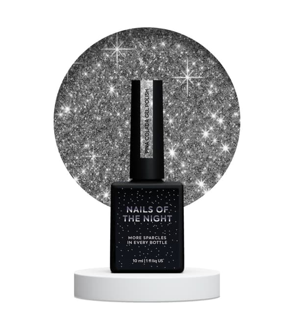 NAILSOFTHENIGHT Pina Colada - harmaa hybridikynsilakka heijastavilla hiukkasilla, 10 ml