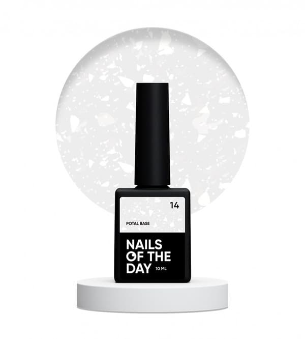 NAILSOFTHEDAY Potal pohja 14 - herkkä maitomainen pohja valkoisilla hiutaleilla, 10 ml