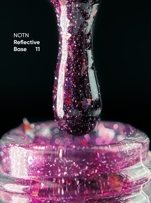 NAILSOFTHENIGHT Reflekterende base 11 - hybrid base med ""flash"" effekt med lilla kronblade, 10 ml