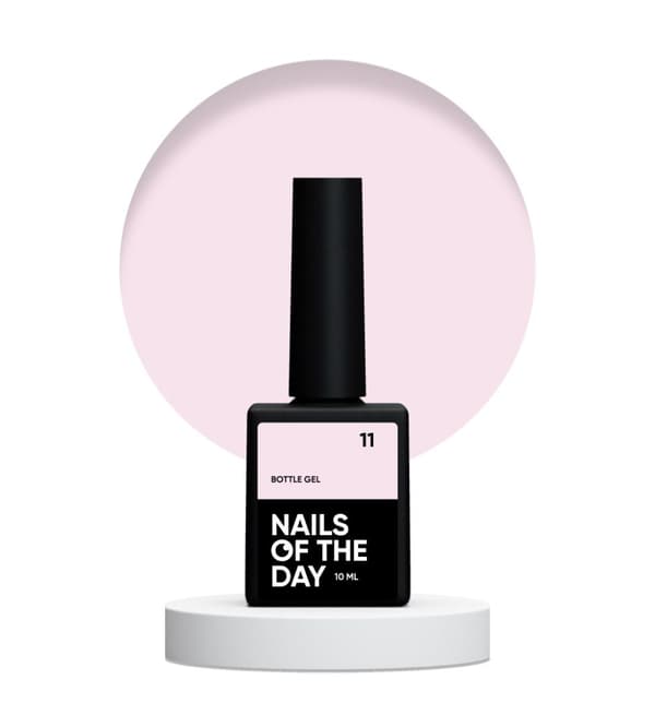 NAILSOFTHEDAY Bottle gel 11 - täckande blekrosa gel för förstärkning och reparation, 10 ml