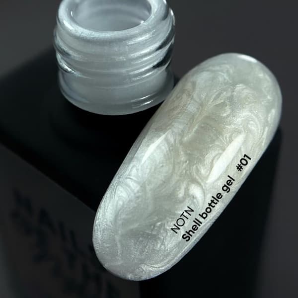 NAILSOFTHENIGHT Shell Bottle gel 01 - hvid-sølv perle gel til styrkelse og reparation, 10 ml