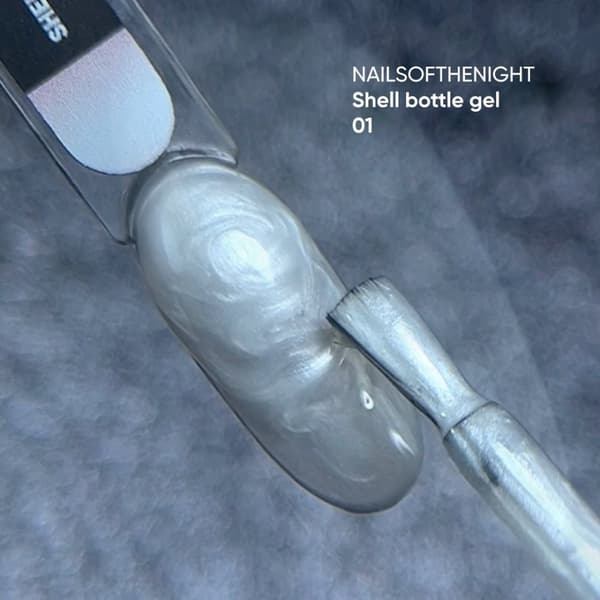 NAILSOFTHENIGHT Shell Bottle gel 01 - hvid-sølv perle gel til styrkelse og reparation, 10 ml