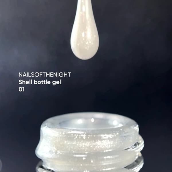 NAILSOFTHENIGHT Shell Bottle gel 01 - hvid-sølv perle gel til styrkelse og reparation, 10 ml