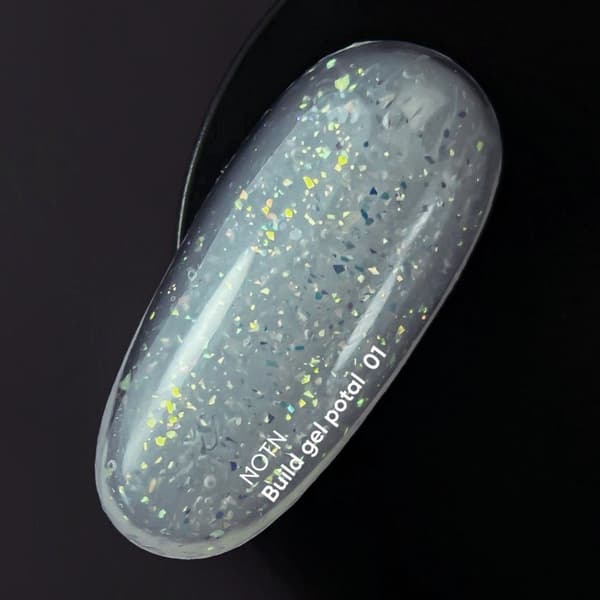 NAILSOFTHEDAY Build gel potal 01 - mælkeagtig byggegel med foliepartikler, 15 ml